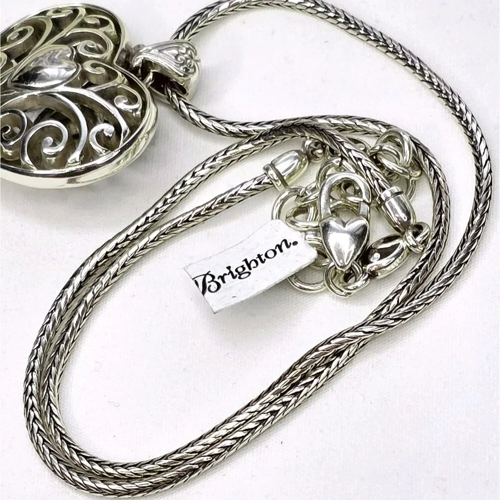 NWT Brighton Sofi Puffy Heart Silver-plated Crystal Necklace - Picture 7 of 12